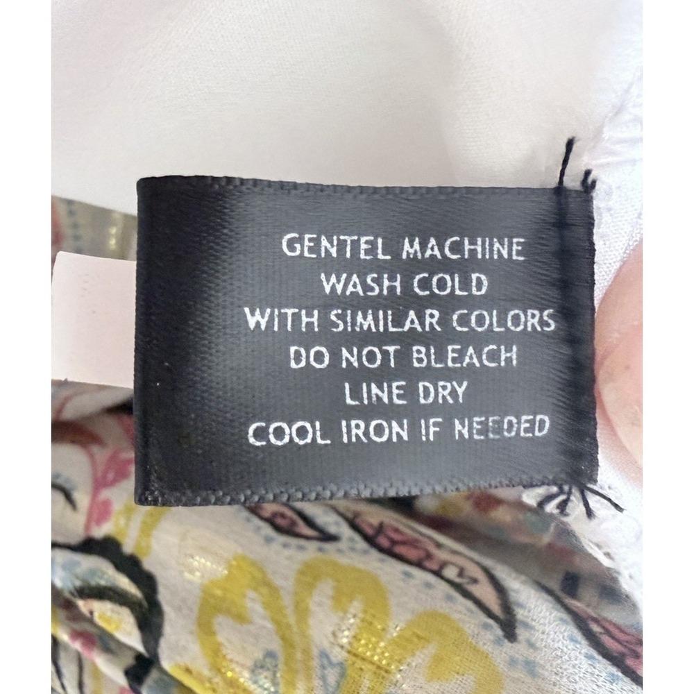 Boston Proper Smocked Mini Dress M Paisley Bell Sleeves Shimmer Fairy Peasant - Picture 10 of 13